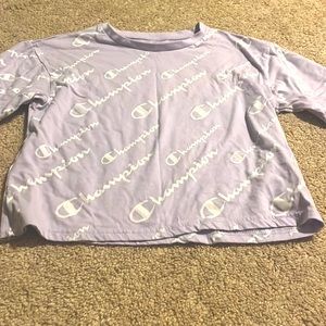 teens purple print champion t shirt
